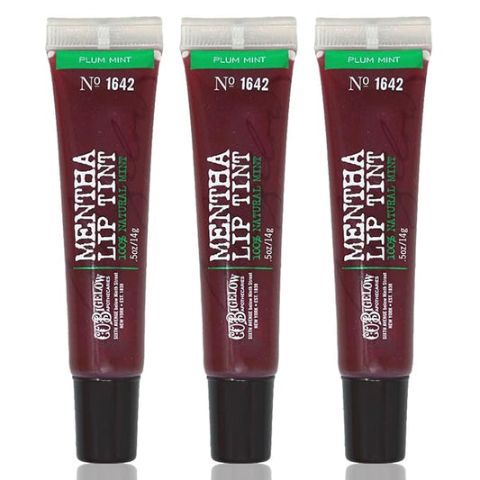 C.O. Bigelow Plum Mint Mentha Lip Tint Trio, Moisturizing Lip Balms for Dry Lips, Light Purple Tinted Lip Gloss, Bulk Lip Balm 3 Pack, 0.5 oz Each-VivaGrace Women