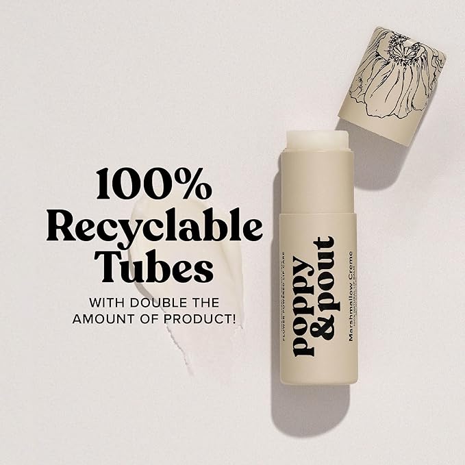 Poppy & Pout Marshmallow Creme Jumbo Lip Balm | All Natural Lip Balms & Moisturizers | Hydrates with Beeswax, Vitamin E, Organic Coconut Oil | Cruelty-Free | Lip Balm in Recyclable Cardboard Tube-VivaGrace Women