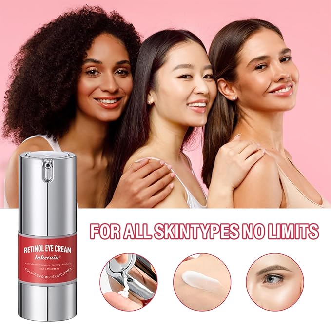 Retinol Eye Cream For Dark Circles And Puffiness, Repair Under Eye Retinol Cream with Hyaluronic Acid and Collagen, Smooth Fine Lines, Wrinkles, Bags & Dark Spots, Tightens Eye Skin Care(Retinol)-VivaGrace Women