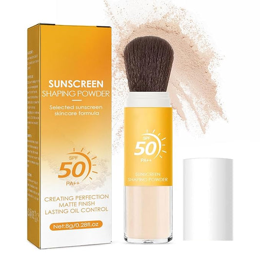 Mineral Sunscreen Setting Powder, Natural Translucent Mineral Brush Powder, SPF 50 PA++, Matte Makeup Setting Powder Long Lasting Oil Control Lightweight Breathable Face Powder for All Skin-VivaGrace Women