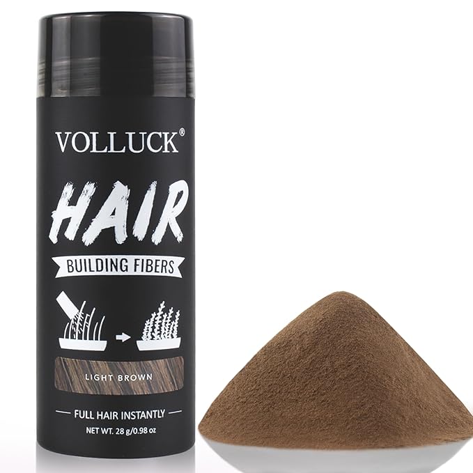 VOLLUCK Hair Fibers for Thinning Hair, Instant Coverage Hair Building Fibers for Women and men, Natural Hair Powder for Conceal Hair Loss 28 g (Light Brown)-VivaGrace Women