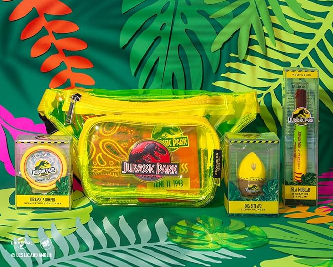 Profusion Cosmetics Jurassic Park Adventure Beauty Set - Experience the Thrills with the Jurassic Park Visitor Set - Face & Body Glow Gems, Chrome Liner, Collectors' Pass & Beauty Headband-VivaGrace Women