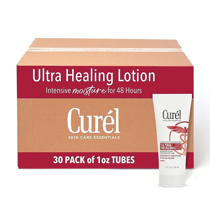 Curel Ultra Healing Intensive Fragrance-Free Lotion For Extra-Dry Skin, Dermatologist Recommended, Ideal for Sensitive Skin, Cruelty Free, Paraben Free, 1 Oz, Pack of 30-VivaGrace Women