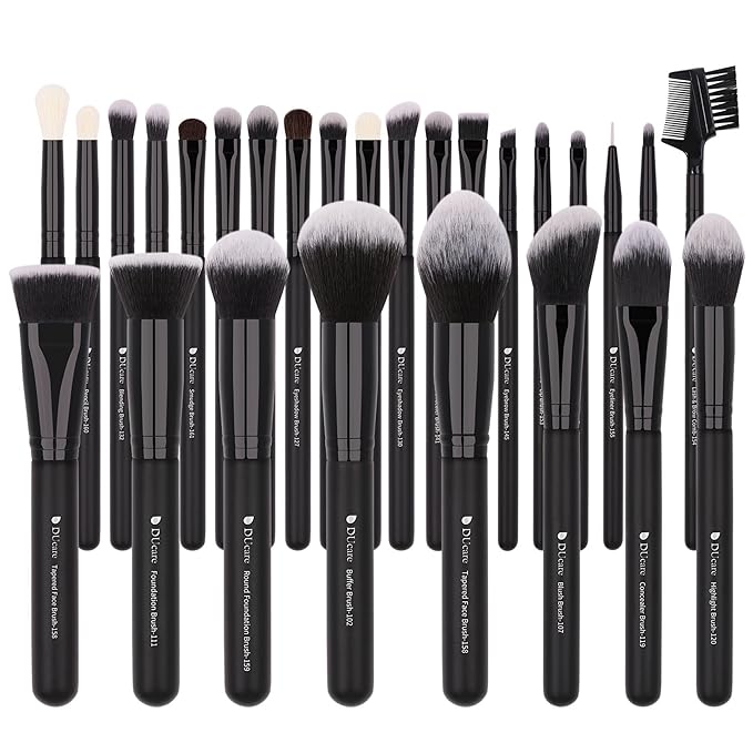 DUcare 27Pcs Makeup Brush Set Black Professional Premium Cosmetic Brushes for Foundation, Concealer, Eyeshadow, Blending, Powder, Contouring-VivaGrace Women