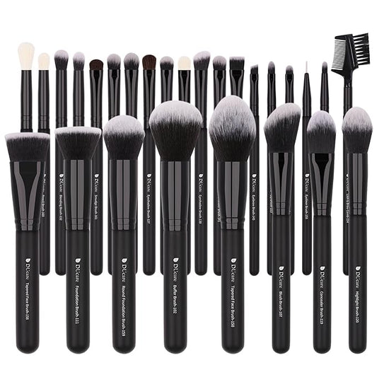DUcare 27Pcs Makeup Brush Set Black Professional Premium Cosmetic Brushes for Foundation, Concealer, Eyeshadow, Blending, Powder, Contouring-VivaGrace Women