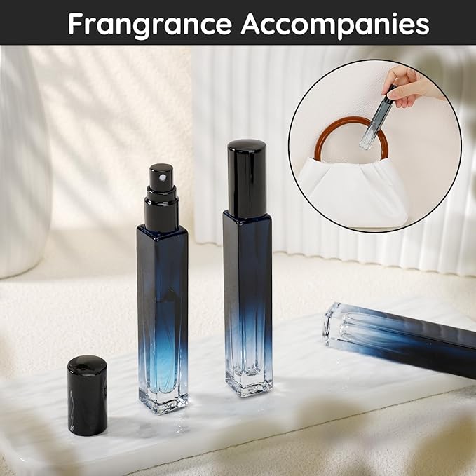 Segbeauty 10ml Perfume Refillable, 2pcs Mini Atomizer Sprayer for Toiletries, Empty Glass Spray Bottles with Refill Tool Kit - Gradient Blue-VivaGrace Women