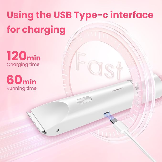 Bikini Trimmer for Women-2 in 1 Electric Razors for Women,USB Rechargeable Bikini Electric Shaver,IPX7 Waterproof Dry & Wet Use Body Hair Trimmer and Facial Hair Remover for Underarm Leg Body,White-VivaGrace Women