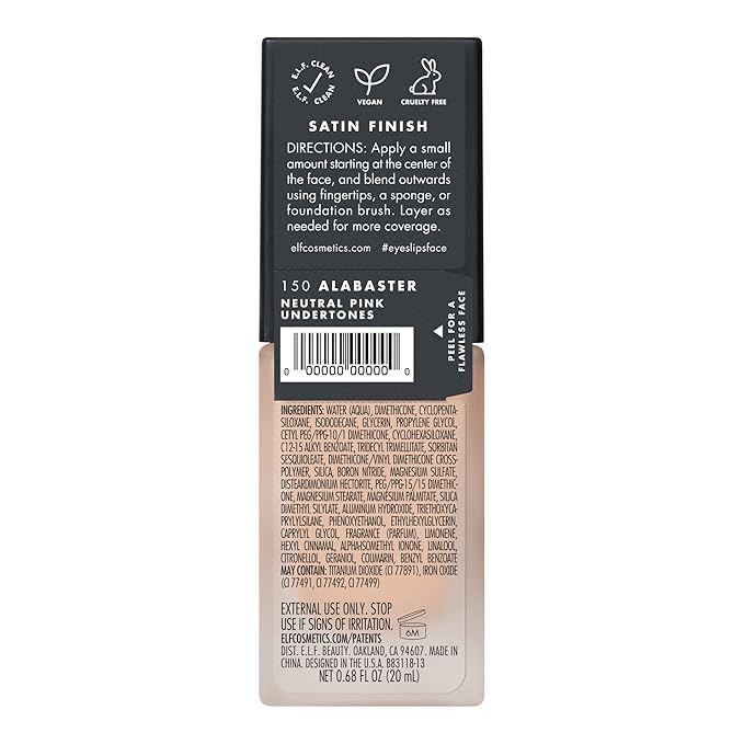 e.l.f. Flawless Finish Foundation, Lightweight & Medium Coverage, Semi-Matte Finish, Alabaster, 0.68 Fl Oz (20mL)-VivaGrace Women