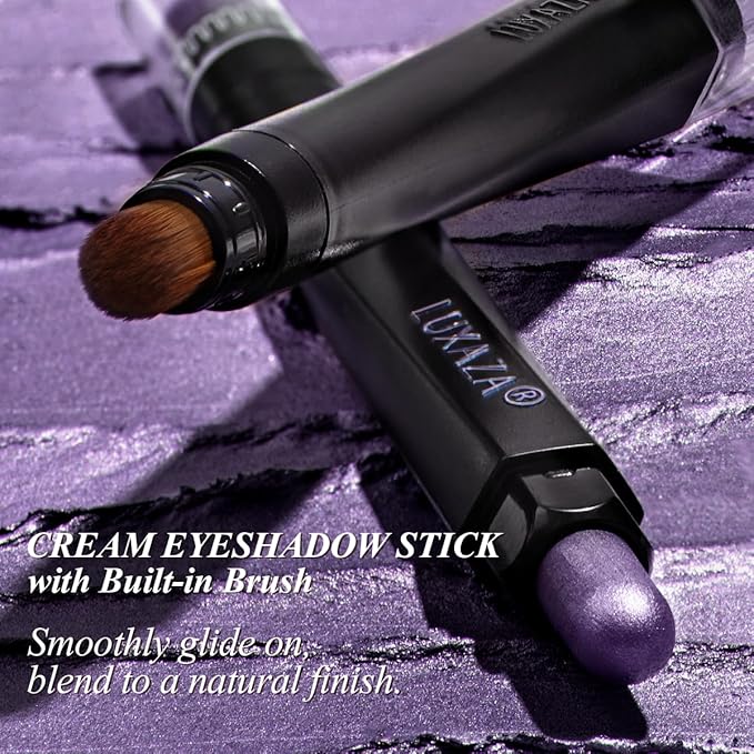 Neutral Eyeshadow Stick Makeup 6PCS Set, Pink and Purple Metallic Shimmer Matte Cream Eye Shadow Eyeliner Brightener Pencil Crayon - PURPLE MARTINI-VivaGrace Women