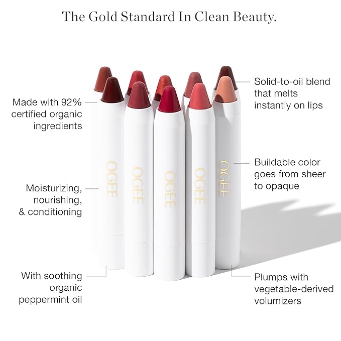 Ogee Tinted Sculpted Lip Oil - Lip Stain Made with 100% Organic Coconut Oil, Jojoba Oil, and Vitamin E - Best as Lip Balm, Lip Color or Lip Treatment - MAGNOLIA-VivaGrace Women