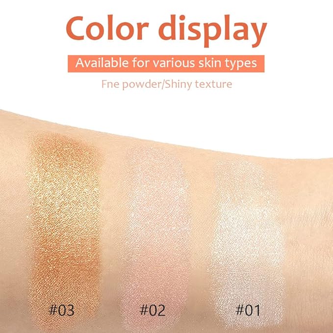 evpct 3Pcs Glitter Highlighter Powder Stick Make up Puff Fairy Stick Peal White Pink Bronze Shimmer Glitter Face Eye Body Liquid Highlighter makeup illuminators de maquillaje Glow Makeup Shimmer Stick-VivaGrace Women