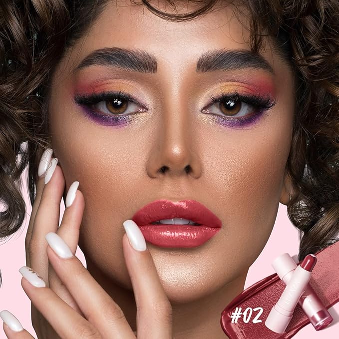 Tinted Lip Balm Chapstick with Color, Natural Semi - Gloss Finish, Hydrating/Coloring 2 in 1 Moisturizer Lip Stick for Girls & Women #02 Rose-In-Love-VivaGrace Women