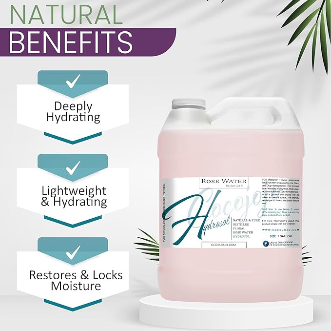 Dr Joe Lab White Rose Water Hydrosol - Natural Distilled Bulgarian Non-GMO Vegan Hydrating Toning Spray Mist Face Hair Skin Pores Locs Dreads - Packaging May Vary (1 Gallon)-VivaGrace Women