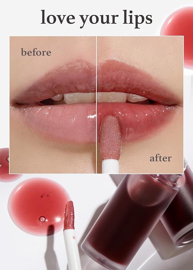 NOONI Korean Vegan Lip Oil - Applepeony, 0.12 Fl Oz + Korean Lip Oil - Applecranberry, 0.12 Fl Oz Bundle-VivaGrace Women