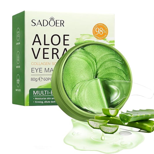 Aloe Vera Eye Masks - 60 PCS Under Eye Patches for Puffy Eyes and Dark Circles Treatments - Hydrating Eye Mask Skincare, Eye Gel Pads for Eye, Reduce Wrinkles and Fine Lines, Improve and Firm Eye Skin-VivaGrace Women