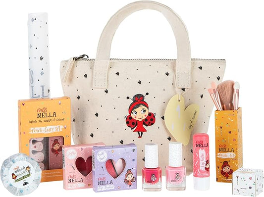 MISS NELLA Kids Bag of Wonders, Makeup & Nail Polish Set Safe and Fun Gift - Hypoallergenic, Dermatologically Tested Kid-Friendly, Non-Toxic, Cosmetic Bag Included – Special Edition-VivaGrace Women