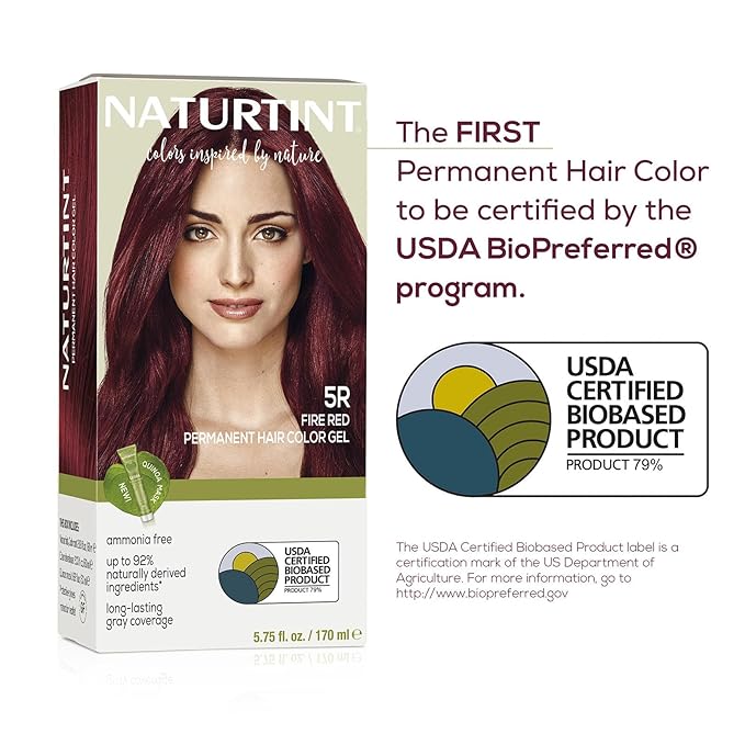 Naturtint 5R Fire Red Permanent Hair Color (Pack of 6), Ammonia Free, Vegan, Cruelty Free, up to 100% Gray Coverage, Long Lasting Results (Packaging may vary)-VivaGrace Women