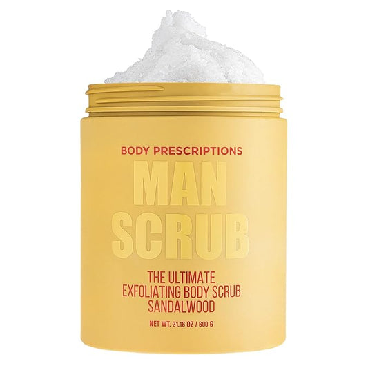 Body Prescriptions Men’s Exfoliating Body Scrub – Ultimate Skin Cleansing Wash in Jar with Twist-Top Lid, For All Skin Types, 21 Ounce (Pack of 1), Sandalwood-VivaGrace Women