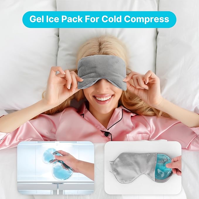 Atsuwell Cooling Eye Mask, Reusable Cold Sleep Eye Compress and Moist Heat for Eye Relaxing, Multipurpose Eye Bag for Dry Eyes with Microwavable Flaxseed Pad, Cold Gel Pad and Silky Cotton Insert-VivaGrace Women
