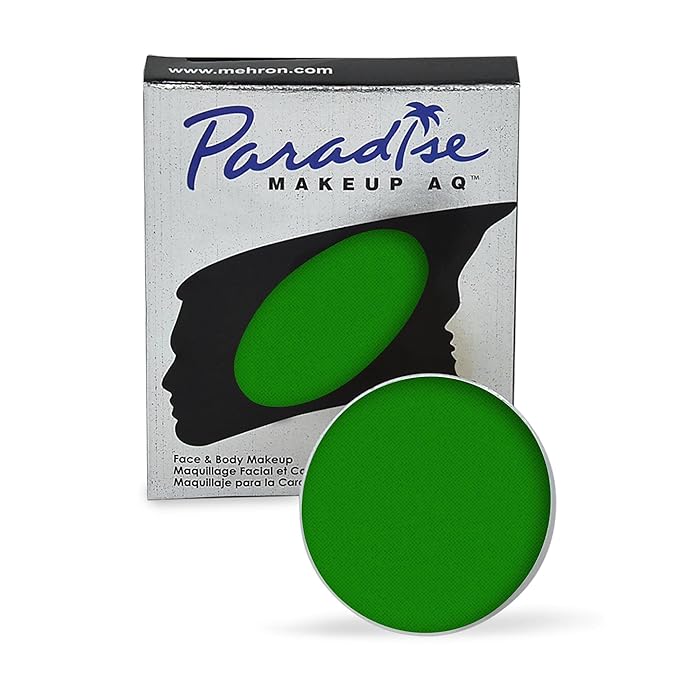 Mehron Makeup Paradise Makeup AQ Refill Size | Stage & Screen, Face & Body Painting, Beauty, Cosplay, Halloween | Water Activated Face Paint, Body Paint, Cosplay Makeup .25 oz (7 ml) (AMAZON GREEN)-VivaGrace Women
