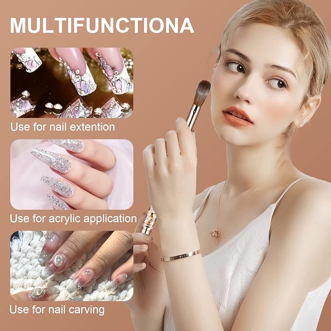 Acrylic Nail Brush Size #16,KEMEISI 100% Pure Kolinsky Nail Art Brushes Sturdy Handle Oval Shaped Acrylic Powder Nail Design Tools for Professional Manicure DIY Home Salon (Gold)-VivaGrace Women