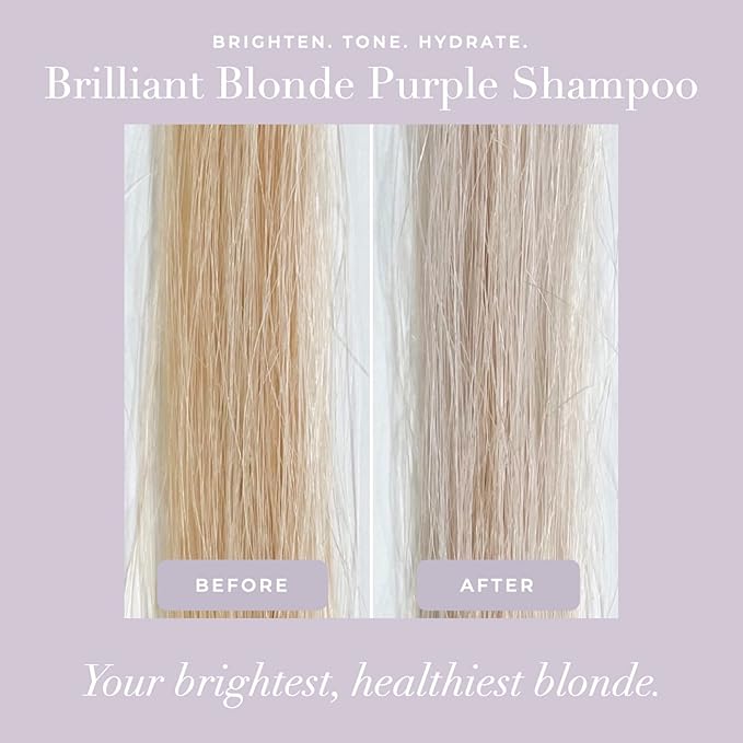 Goldie Locks Brilliant Blonde Purple Shampoo for Blonde, Lightened, Grey Hair & Extensions, Brightens, Tones, Eliminates Brass, Sulfate-Free, Nourishing, Moisturizing, Color Safe, 8.45 Fl Oz Bottle-VivaGrace Women