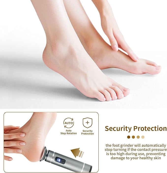 The 2025 Latest Model Electric Feet Callus Remover,Electric Foot Files for Men & Women,Electric Callus Remover for Feet Dead Skin and Calluse,Rechargeable Digital Feet Callus with 4 Grinding Heads-VivaGrace Women