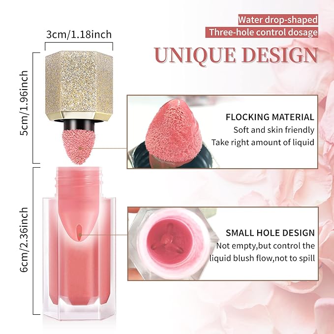 Soft Cream Blush, Liquid Blush for Natural Dewy Blush Makeup, Lightweight Blush for Cheeks, Long-Wearing Smudge Proof Liquid Blush Makeup, Cream Liquid Cream Blush Makeup - Foggy Pink-VivaGrace Women