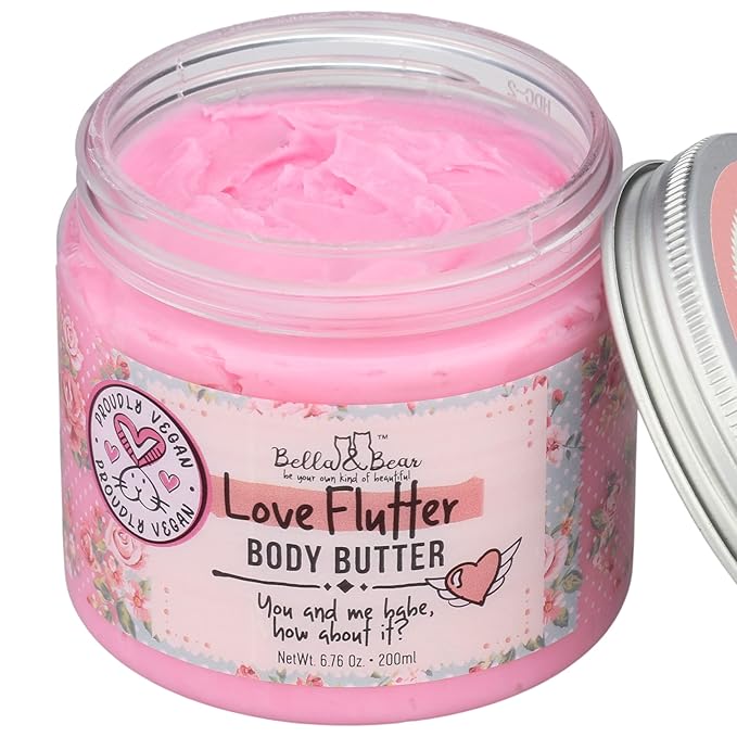 Bella and Bear Love Flutter Body Butter, Hydrating Formula, Soften & Prevent Scars, Stretch Mark Cream, 6.7oz x 12 Bulk-VivaGrace Women
