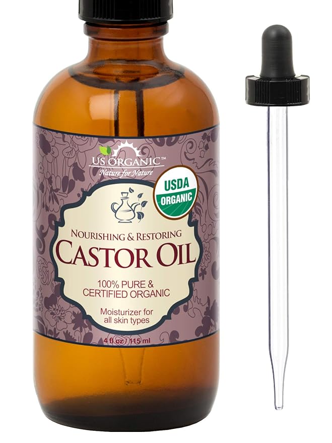US Organic Castor Oil, USDA Certified Organic,Expeller Pressed, Hexane Free, 100% Pure & Natural moisturizing and emollient properties, For Skin, Hair Care, Eyelashes, DIY projects (4 oz (115 ml))-VivaGrace Women