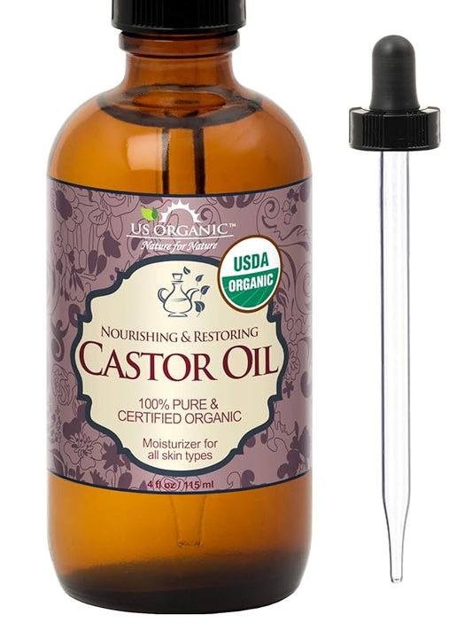 US Organic Castor Oil, USDA Certified Organic,Expeller Pressed, Hexane Free, 100% Pure & Natural moisturizing and emollient properties, For Skin, Hair Care, Eyelashes, DIY projects (4 oz (115 ml))-VivaGrace Women