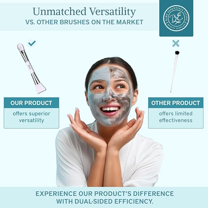 Bare Essentials Living - Clay Face Mask Brush (1 Pack, White) Dual Soft Silicone Face Mask Applicator Brush Tool, Great Facial Essentials, Moisturizer Applicator & Skincare Brush for Facials-VivaGrace Women