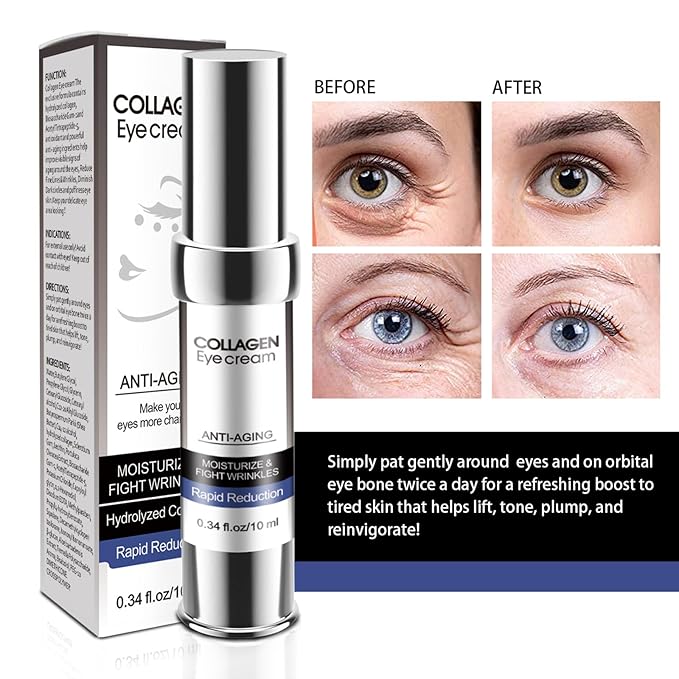 Eye Cream, Collagen Under Eye Treatment Gel, Moisturizing Anti Aging Wrinkle, Reduce Dark Circles, Puffiness Bags, Fine Lines, Skin Firming, Lifting Brightening Under and Around Eyes Women Men-VivaGrace Women