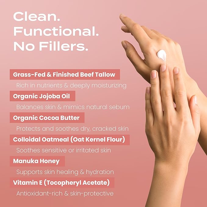 Body Restore Grass Fed Whipped Beef Tallow for Skin, Face, Body, Dry Skin - with Manuka Honey, Jojoba Oil, Birthday Gifts for Women, Men, Travel Essentials, Self Care - Citrus-VivaGrace Women