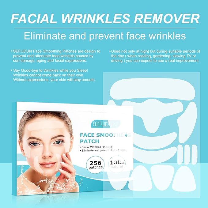 Face & Forehead Wrinkle Patches, Anti Wrinkle Patches for Forehead, Smile Lines, Crows Feet, Nasolabial Folds, Frown Lines, Overnight Treatment, 256 Pcs Facial Patches-VivaGrace Women