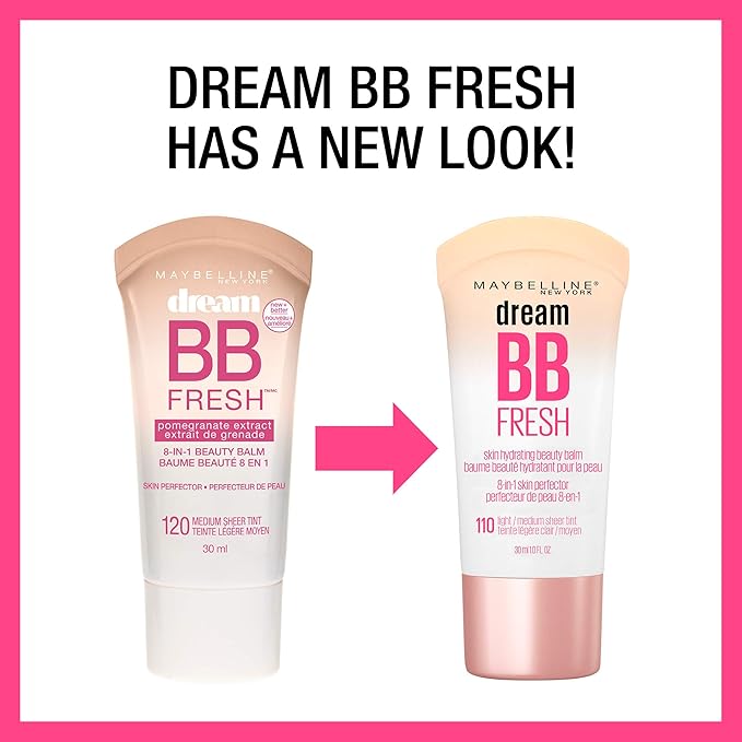 Maybelline Dream Fresh Skin Hydrating BB cream, 8-in-1 Skin Perfecting Beauty Balm with Broad Spectrum SPF 30, Sheer Tint Coverage, Oil-Free, Medium/Deep, 1 Fl Oz-VivaGrace Women