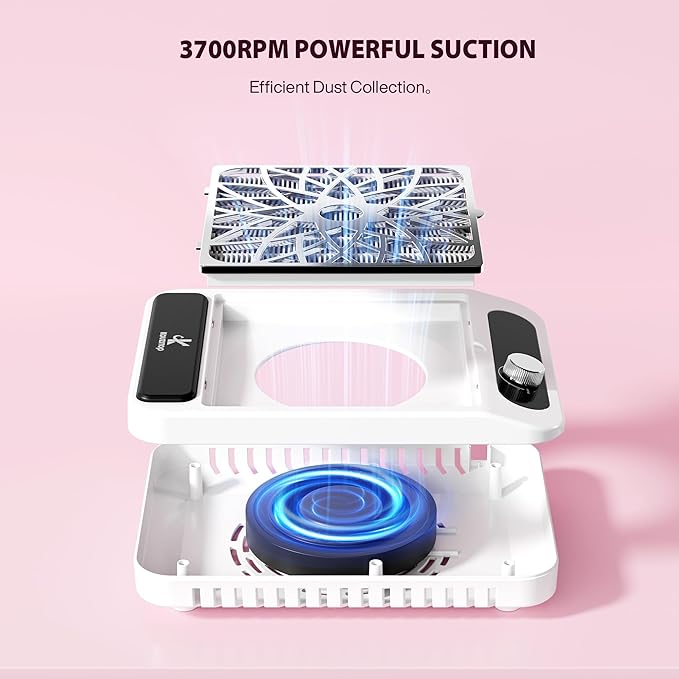 Nail Dust Collector for Nail Techs,Compact & Quiet Vacuum Fan Dust Collector with Reusable Filter, Powerful Dust Suction Machine,Nail Tech Must Haves for Gel Polish,Pedicures,Salon & Home Use-VivaGrace Women