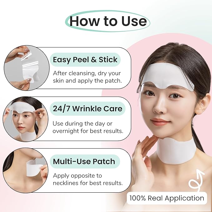 Advanced Forehead Wrinkle Patches Overnight - Anti Wrinkle Patches with Collagen, Peptides, Vitamin E - Strong Adhesion with Full Coverage for Forehead Wrinkles & 11 Lines, Made in Korea, 10 Count-VivaGrace Women