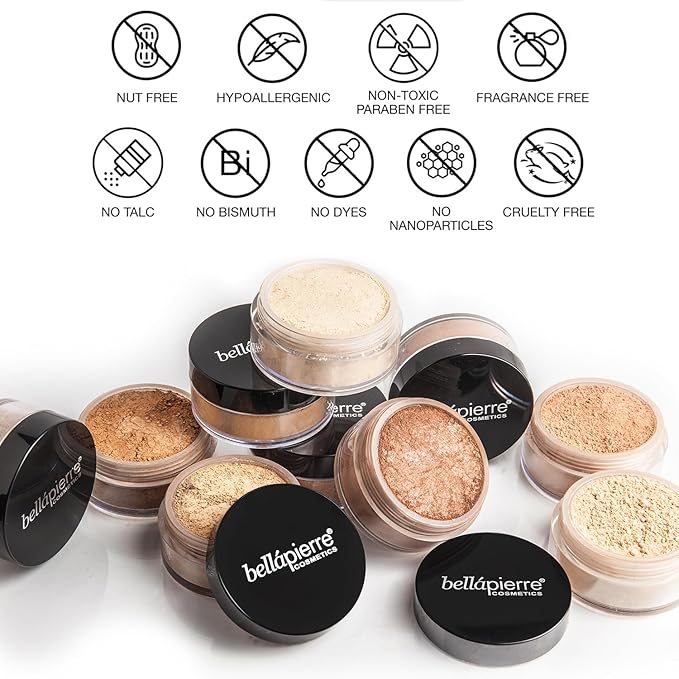 bellapierre Mineral Foundation SPF 15 - Loose Powder Foundation | Vegan & Cruelty Free Natural Makeup | Full Coverage Matte Finish | Hypoallergenic | Oil & Talc Free - 0.32 Oz - Biscotti-VivaGrace Women