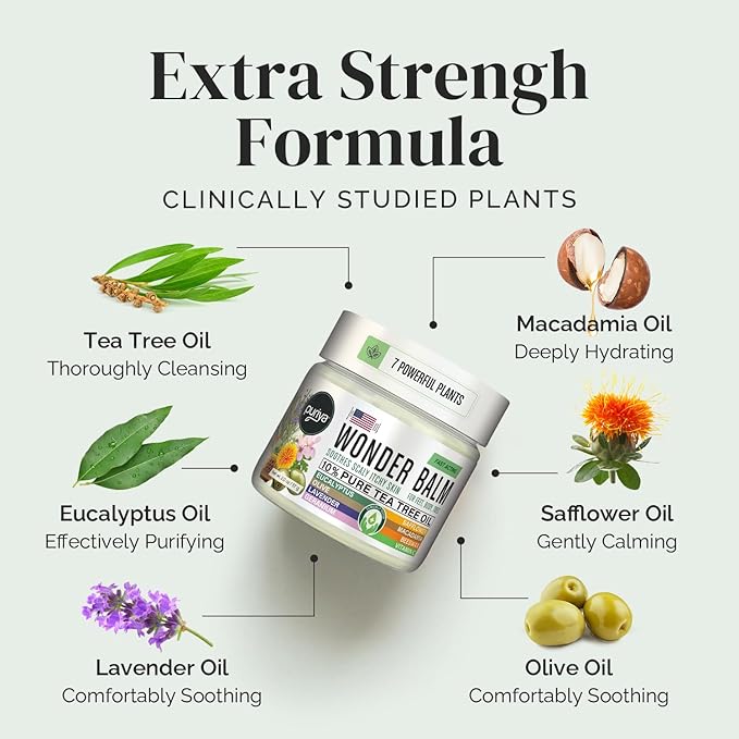 Tea Tree Oil Balm, Extra Strength, Pair Well with Jock Itch Cream, Spray, Athletes Foot, Ringworm Cream for Human, Rash Cream, Fast Acting for Dry, Itchy Skin, Plant Powered Wonder Balm-VivaGrace Women