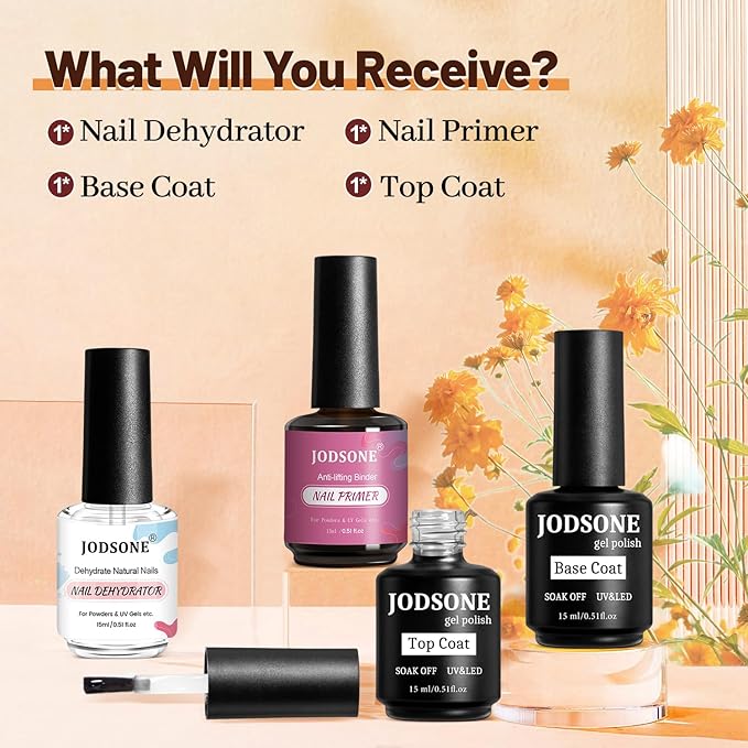 JODSONE 15ML Nail Primer Base Coat Top Coat Glossy Quick Drying Durable DIY Nail Art Design Long Lasting Gift