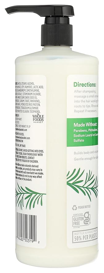 365 by Whole Foods Market, Volume & Thickness Conditioner with Rice Protein & Collagen, Rosemary Mint Scent, 32 Fl Oz-VivaGrace Women