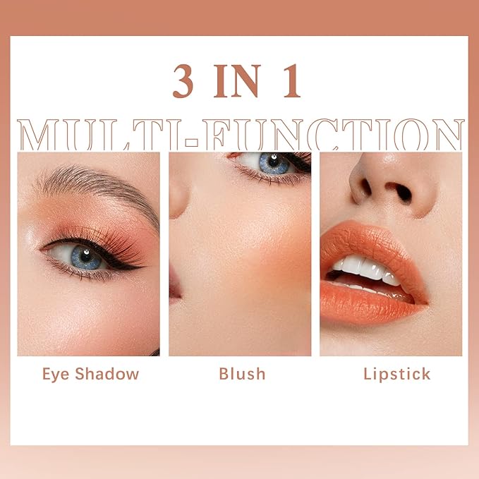 Cream Blush Stick for Cheeks Makeup, Waterproof Face Blush Stick Multi-Use Lip and Cheek Tint, Matte Finish Easy to Blend Lightweight Natural Cream Blusher Makeup for All Skin Tones-Orange-VivaGrace Women