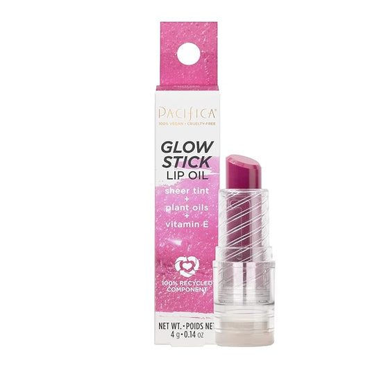 Pacifica Beauty Glow Stick Lip Oil, Sheer Hint of Color, Lip Tint, Moisturize, Nourish, Hydrating, Glossy, Vitamin E, Tinted Lip Balm, Soft Lips, Vegan, Sunrise, 0.14 oz (1 Count)-VivaGrace Women
