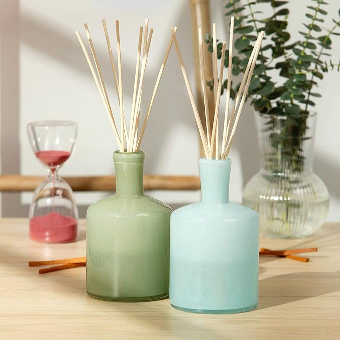 LAFCO New York Signature Reed Diffuser, Marine - 15 oz - Up to 9 Months Fragrance Life - Reusable, Hand Blown Glass Vessel - Natural Wood Reeds - Made in The USA-VivaGrace Women