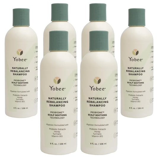 Yobee Naturally Rebalancing Shampoo | Dry, Flaky & Itchy Scalp Care with Para Probiotics, Organic Honey & Turmeric, Vitamin B12 & Oat Extracts | Dandruff & Psoriasis Relief (6 Bottles)-VivaGrace Women