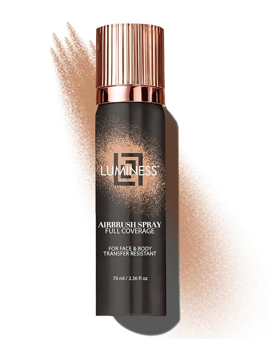 LUMINESS Spray Airbrush Foundation Makeup, Light Tan Shade 090 - Lightweight, Full Coverage Foundation for Face, Neck, & Body - Concealer for Seamless Blending, Natural-Looking Finish, 2.36 fl oz-VivaGrace Women