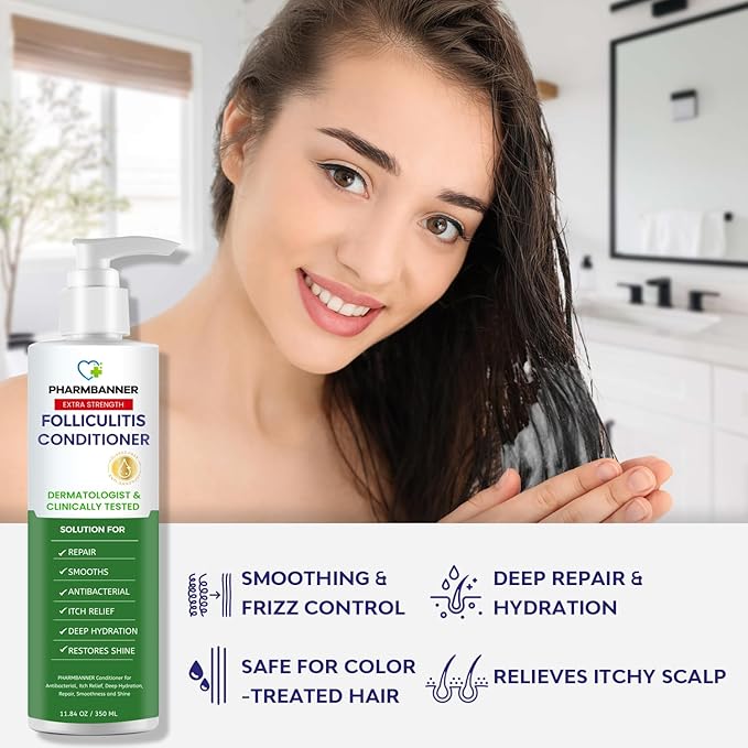 Folliculitis Itch Relief Conditioner: Tea Tree Oil & Moroccan Argan Oil - Deep Hydration & Repair - Nourishes, Smooths, Restores Shine - Safe for Dry or Damaged Hair-11.84 oz-VivaGrace Women