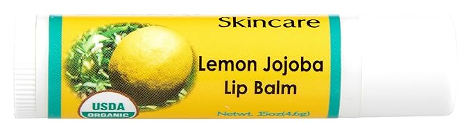 2-Pack Organic Lemon Lip Balm - USDA Certified Organic, 70% Organic Jojoba Oil, Organic Beeswax, Soothes and Softens Dry, Cracked, and Sensitive Lips, Natural Lemon Scent No Taste. 0.15 oz/4.6 gm-VivaGrace Women