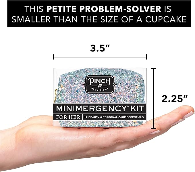 Pinch Provisions Moonstone Glitter Minimergency Kit, includes 17 Travel-Sized Cosmetic Essentials, Convenient for Purses, Emergency Beauty Accessories, Gifts for Holiday’s & Birthday’s-VivaGrace Women